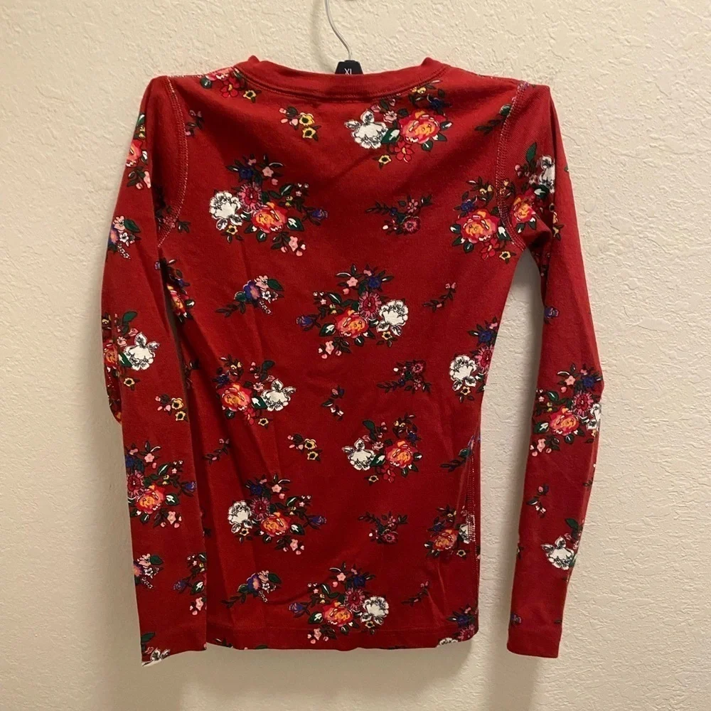 Hanna Andersson Burgundy Floral Pajama Top Size 8